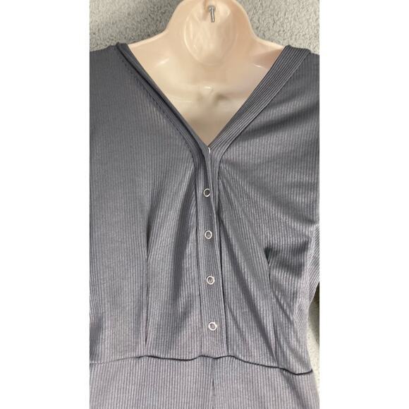 PrettyLittleThing Women's Gray Ribbed Button-Up Jumpsuit Size 12 NEW - Picture 10 of 10